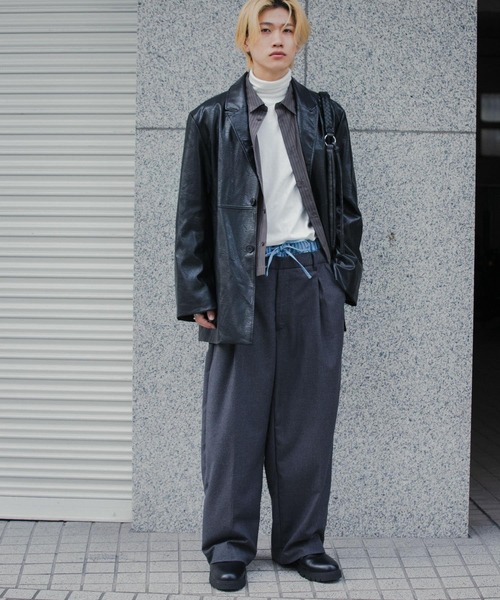 SENSE OF PLACE by URBAN RESEARCH(センスオブプレイスバイアーバンリサーチ)の「ウールライクフェイクレイヤードスラックス(その他パンツ・メンズ・ブラック/グレー・LARGE/MEDIUM)」の14枚目の写真
