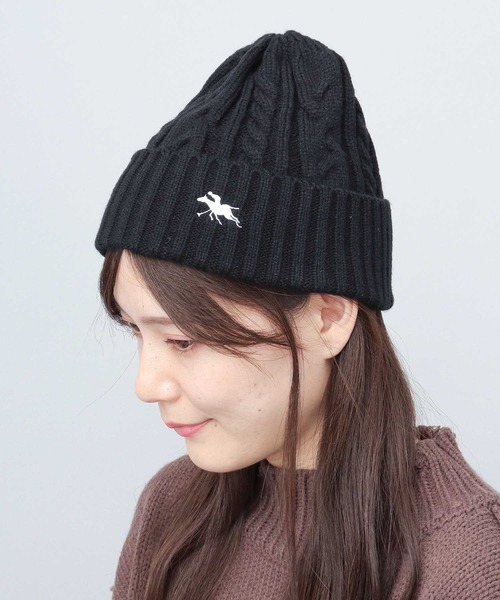 セール】POLO刺繍 ケーブル編み ニットワッチ（ニット帽