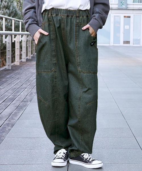 チチカカ（チチカカ）の「デニム切替テーパードパンツ（デニムパンツ・レディース・インディゴブルー/ネイビー/ブルー・FREE）」の2枚目の写真