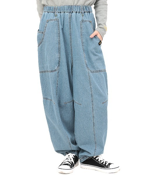 チチカカ（チチカカ）の「デニム切替テーパードパンツ（デニムパンツ・レディース・インディゴブルー/ネイビー/ブルー・FREE）」の11枚目の写真