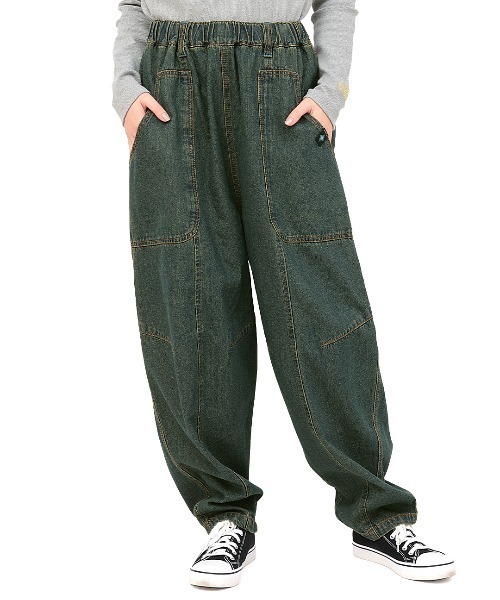 チチカカ（チチカカ）の「デニム切替テーパードパンツ（デニムパンツ・レディース・インディゴブルー/ネイビー/ブルー・FREE）」の9枚目の写真