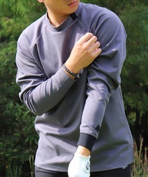 (RM)【LUXE/R GOLF】ストレッチ スムース アシンメトリー ラグラン ハイネック 長袖 Tシャツ