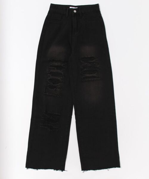 Mayree（メイリー）の「【Mayree】ヴィンテージ ダメージ加工 デニムパンツ（デニムパンツ・レディース・ブラック・SMALL/MEDIUM/LARGE）」の6枚目の写真