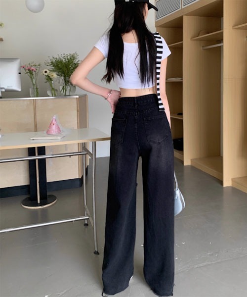 Mayree（メイリー）の「【Mayree】ヴィンテージ ダメージ加工 デニムパンツ（デニムパンツ・レディース・ブラック・SMALL/MEDIUM/LARGE）」の5枚目の写真