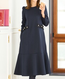 あったか裏起毛 フリルパール付き フレア ワンピース Prima Scherrer