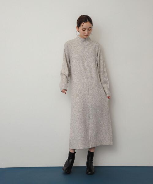 SENSE OF PLACE by URBAN RESEARCH（センスオブプレイスバイアーバンリサーチ）の「ハイネックセンターシームニットワンピース（ワンピース・レディース・モカ/ライトグレー/チャコールグレー・SHORT/ONE）」の5枚目の写真