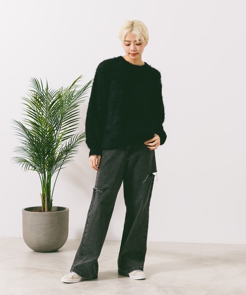 ROUGH TRADE(ラフトレード)の「【ROUGH TRADE/ラフトレード】シャギークルーニット(ニット/セーター・メンズ・グレー系その他/ブラック系その他/オレンジ系その他・MEDIUM/LARGE/X-LARGE)」の5枚目の写真