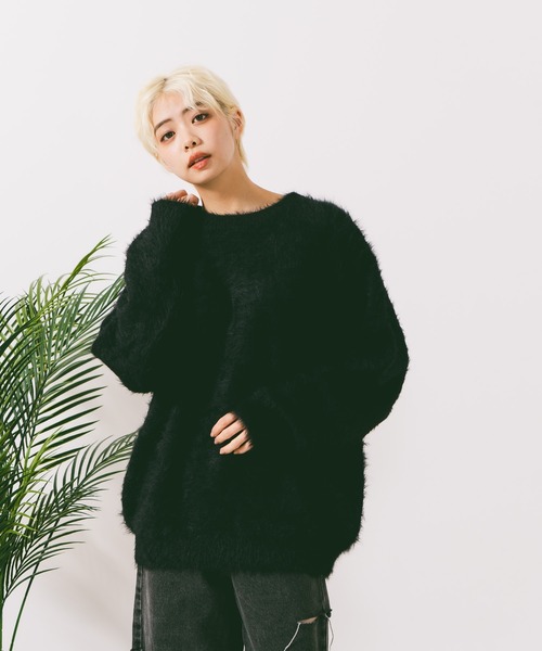 ROUGH TRADE(ラフトレード)の「【ROUGH TRADE/ラフトレード】シャギークルーニット(ニット/セーター・メンズ・グレー系その他/ブラック系その他/オレンジ系その他・MEDIUM/LARGE/X-LARGE)」の6枚目の写真