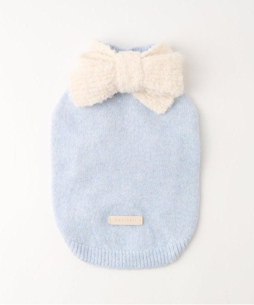 moncheri（モンシェリ）の「リボンマフラー付きニットトップス（ペットウェア・レディース・ブルー/アイボリー・S/M/L/XL）」の2枚目の写真