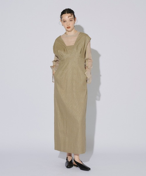【ANDRESD】V line jacquard dress ジャガードドレス セール】Vラインジャガードドレス / V line jacquard dress