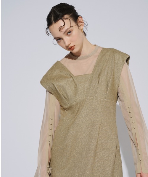 セール】V line jacquard dress Vラインジャガードドレス