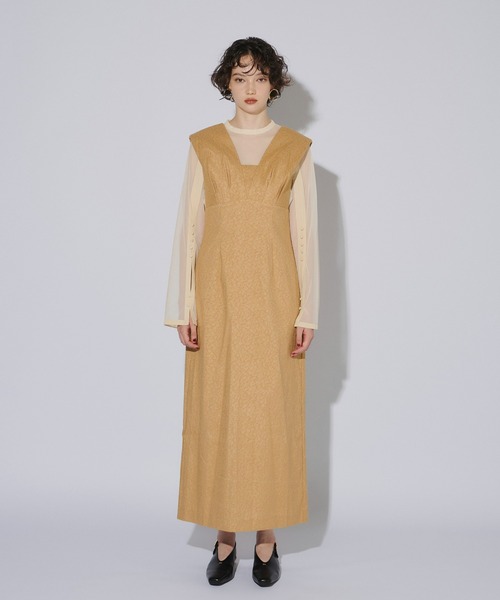Vラインジャガードドレス / V line jacquard dress セール】Vラインジャガードドレス / V line jacquard dress（ドレス