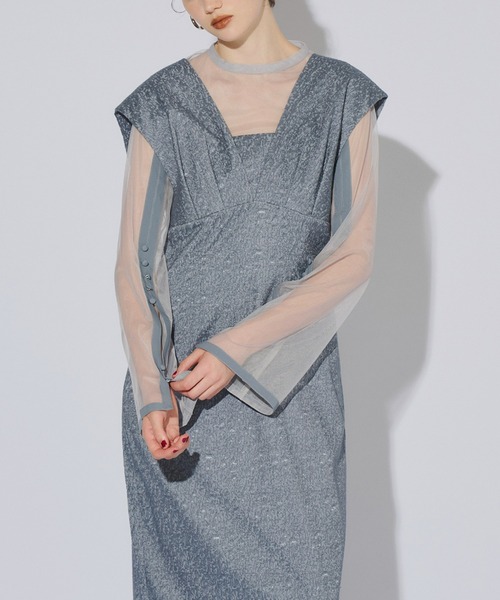 セール】Vラインジャガードドレス / V line jacquard dress（ドレス
