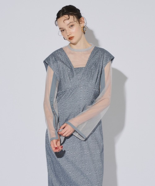 セール】Vラインジャガードドレス / V line jacquard dress（ドレス