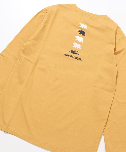 KRIFF MAYER Kid's Collection(クリフメイヤーキッズコレクション)の「【UVカット】おひさまプリントロンT(クマ)(Tシャツ/カットソー・キッズ・グレー/マスタード/グレイッシュベージュ/チャコール/ライトグリーン/サックスブルー・170/160/150/140/130/120)」の1枚目の写真