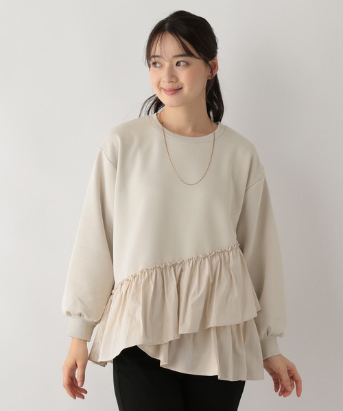 GLOBAL WORK Smile Seed Store(グローバルワーク スマイルシードストア)の「スソフリルドッキングスウェット/208941(Tシャツ/カットソー・レディース・アイボリー/チャコール・MEDIUM/LARGE/X-LARGE)」の5枚目の写真