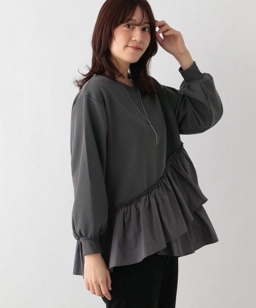 GLOBAL WORK Smile Seed Store(グローバルワーク スマイルシードストア)の「スソフリルドッキングスウェット/208941(Tシャツ/カットソー・レディース・アイボリー/チャコール・MEDIUM/LARGE/X-LARGE)」の14枚目の写真