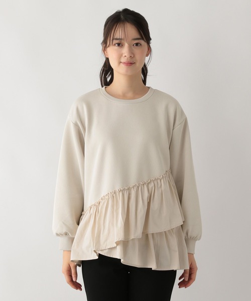 GLOBAL WORK Smile Seed Store(グローバルワーク スマイルシードストア)の「スソフリルドッキングスウェット/208941(Tシャツ/カットソー・レディース・アイボリー/チャコール・MEDIUM/LARGE/X-LARGE)」の15枚目の写真