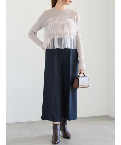 Te chichi（テチチ）の「チュールフリルリブニット（ニット/セーター・レディース・チャコールグレー/グレー/ブラック・F）」の13枚目の写真