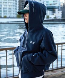 FFEIN | 【FFEIN(フェイン)】ワンポイントロゴフーディジップパーカー / フード ダブルジップ 刺繍 ワンポイント ワイド 裏起毛(パーカー)