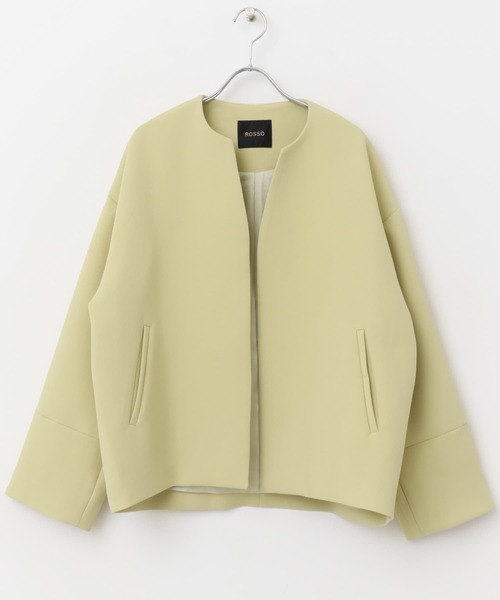 URBAN RESEARCH ROSSO WOMEN（アーバンリサーチ　ロッソ）の「UVカットトリプルクロスショートコート（ノーカラージャケット・レディース・オフホワイト/ネイビー/グリーン系その他・FREE）」の14枚目の写真