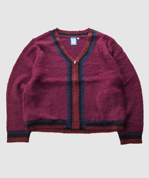 WHO'S WHO gallery(フーズフーギャラリー)の「※2サイズ【UNISEX/ユニセックス】KOOK'ラインモヘアジップカーディガン(カーディガン/ボレロ・レディース・パープル/ブラック・MEDIUM)」の5枚目の写真