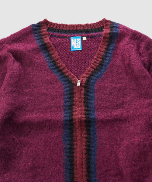 WHO'S WHO gallery(フーズフーギャラリー)の「※2サイズ【UNISEX/ユニセックス】KOOK'ラインモヘアジップカーディガン(カーディガン/ボレロ・レディース・パープル/ブラック・MEDIUM)」の6枚目の写真