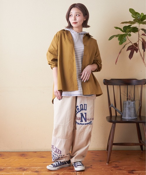 CUBE SUGAR(キューブシュガー)の「20/-天竺カットソー先染めボーダーフーディタンクトップ(タンクトップ・レディース・マルチ/ブラック/イエロー/グレー・M)」の5枚目の写真