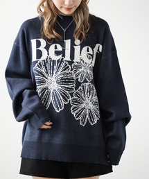 SUGGESTION/サジェッション フラワージャガードクルーニット メンズ 秋物 秋服 2026年秋冬 冬服
