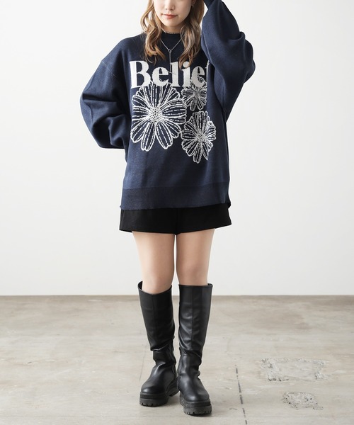 SUGGESTION(サジェッション)の「SUGGESTION/サジェッション フラワージャガードクルーニット メンズ 夏物 夏服(ニット/セーター・メンズ・ブラック/ホワイト/ネイビー・M/L)」の13枚目の写真