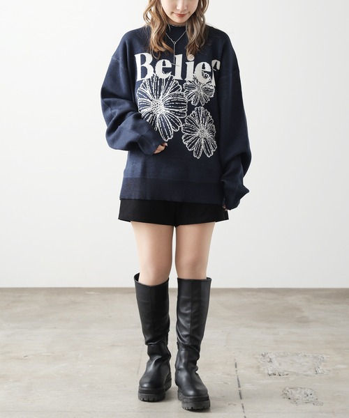 SUGGESTION(サジェッション)の「SUGGESTION/サジェッション フラワージャガードクルーニット メンズ 夏物 夏服(ニット/セーター・メンズ・ブラック/ホワイト/ネイビー・M/L)」の14枚目の写真