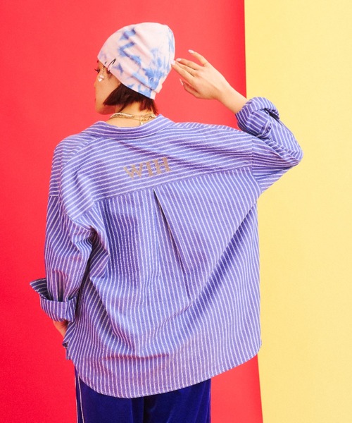 What Is Heart（ワットイズハート）の「men's like basic long sleeve shirt - メンズライクベーシックシャツ -（シャツ/ブラウス・レディース・ピンク/ネイビー・MEDIUM/SMALL）」の2枚目の写真