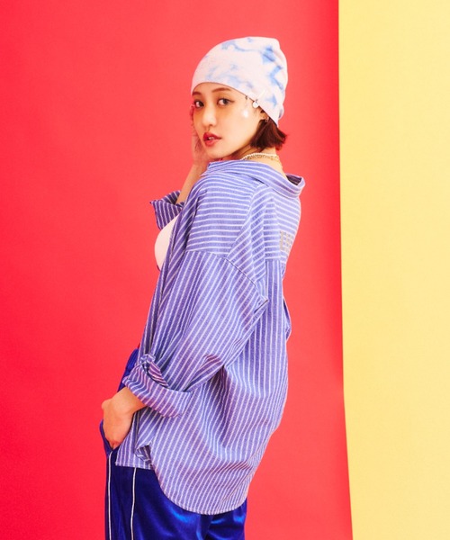 What Is Heart（ワットイズハート）の「men's like basic long sleeve shirt - メンズライクベーシックシャツ -（シャツ/ブラウス・レディース・ピンク/ネイビー・MEDIUM/SMALL）」の3枚目の写真