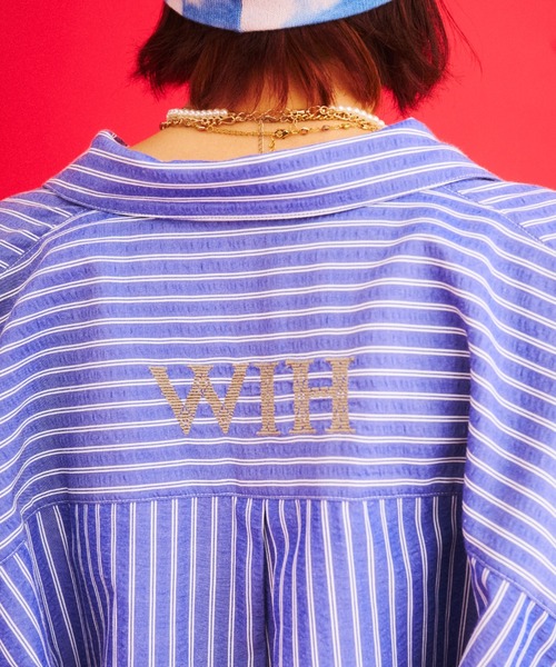What Is Heart（ワットイズハート）の「men's like basic long sleeve shirt - メンズライクベーシックシャツ -（シャツ/ブラウス・レディース・ピンク/ネイビー・MEDIUM/SMALL）」の4枚目の写真