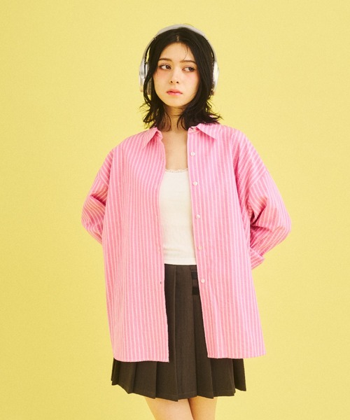 What Is Heart（ワットイズハート）の「men's like basic long sleeve shirt - メンズライクベーシックシャツ -（シャツ/ブラウス・レディース・ピンク/ネイビー・MEDIUM/SMALL）」の20枚目の写真