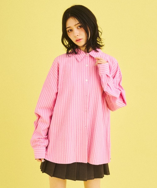 What Is Heart（ワットイズハート）の「men's like basic long sleeve shirt - メンズライクベーシックシャツ -（シャツ/ブラウス・レディース・ピンク/ネイビー・MEDIUM/SMALL）」の17枚目の写真
