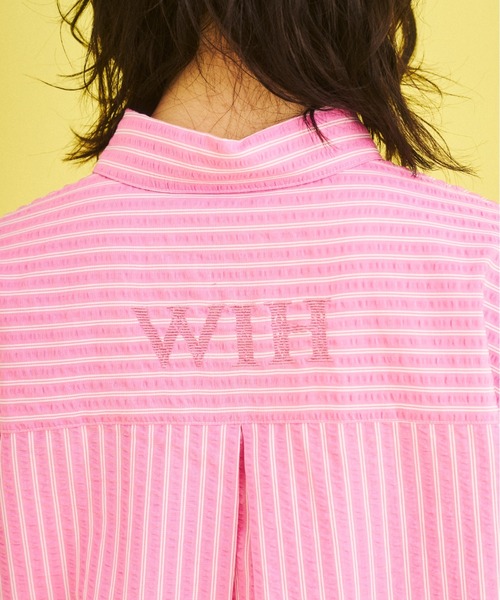 What Is Heart（ワットイズハート）の「men's like basic long sleeve shirt - メンズライクベーシックシャツ -（シャツ/ブラウス・レディース・ピンク/ネイビー・MEDIUM/SMALL）」の22枚目の写真