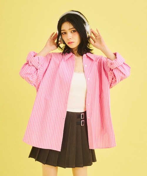 What Is Heart（ワットイズハート）の「men's like basic long sleeve shirt - メンズライクベーシックシャツ -（シャツ/ブラウス・レディース・ピンク/ネイビー・MEDIUM/SMALL）」の21枚目の写真