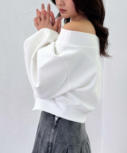 archives（アルシーヴ）の「ダンボールＷｚｉｐオフショルプルオーバー（スウェット・レディース・オフホワイト/グレー/ブラック・MEDIUM）」の6枚目の写真