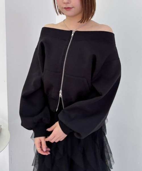 archives（アルシーヴ）の「ダンボールＷｚｉｐオフショルプルオーバー（スウェット・レディース・オフホワイト/グレー/ブラック・MEDIUM）」の14枚目の写真