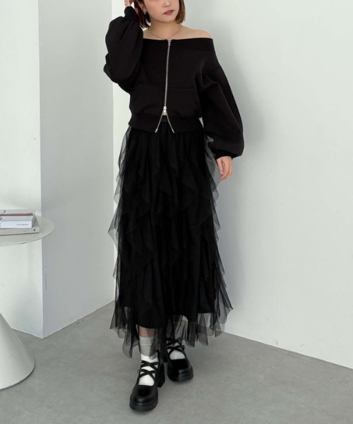 archives（アルシーヴ）の「ダンボールＷｚｉｐオフショルプルオーバー（スウェット・レディース・オフホワイト/グレー/ブラック・MEDIUM）」の17枚目の写真