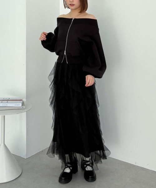 archives（アルシーヴ）の「ダンボールＷｚｉｐオフショルプルオーバー（スウェット・レディース・オフホワイト/グレー/ブラック・MEDIUM）」の18枚目の写真