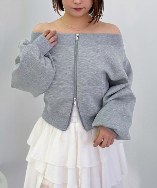 archives（アルシーヴ）の「ダンボールＷｚｉｐオフショルプルオーバー（スウェット・レディース・オフホワイト/グレー/ブラック・MEDIUM）」の21枚目の写真