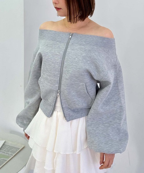 archives（アルシーヴ）の「ダンボールＷｚｉｐオフショルプルオーバー（スウェット・レディース・オフホワイト/グレー/ブラック・MEDIUM）」の22枚目の写真