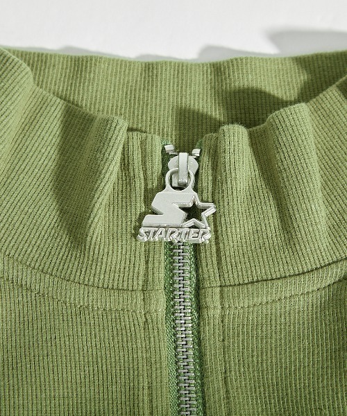 STARTER BLACK LABEL(スターターブラックレーベル)の「≪2サイズ展開/レディース≫STARTER BLACK LABEL テレコフルジップ ショート丈 スタンドネック ショートセーター(パーカー・レディース・ブラック/カーキ・MEDIUM/LARGE)」の5枚目の写真