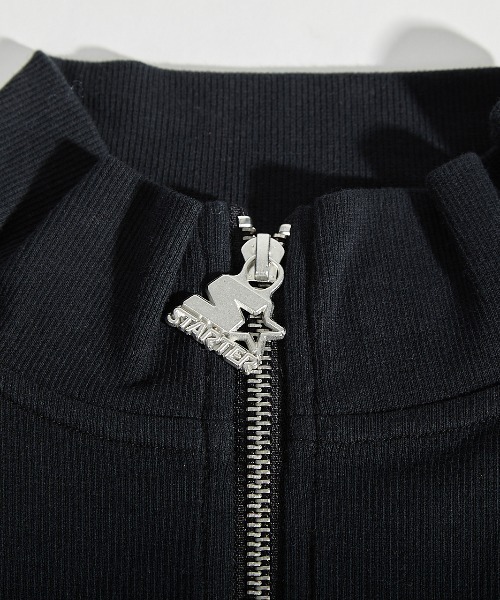 STARTER BLACK LABEL(スターターブラックレーベル)の「≪2サイズ展開/レディース≫STARTER BLACK LABEL テレコフルジップ ショート丈 スタンドネック ショートセーター(パーカー・レディース・ブラック/カーキ・MEDIUM/LARGE)」の12枚目の写真
