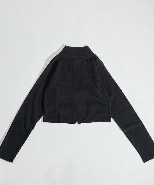 STARTER BLACK LABEL(スターターブラックレーベル)の「≪2サイズ展開/レディース≫STARTER BLACK LABEL テレコフルジップ ショート丈 スタンドネック ショートセーター(パーカー・レディース・ブラック/カーキ・MEDIUM/LARGE)」の10枚目の写真