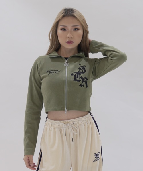 STARTER BLACK LABEL(スターターブラックレーベル)の「≪2サイズ展開/レディース≫STARTER BLACK LABEL テレコフルジップ ショート丈 スタンドネック ショートセーター(パーカー・レディース・ブラック/カーキ・MEDIUM/LARGE)」の18枚目の写真