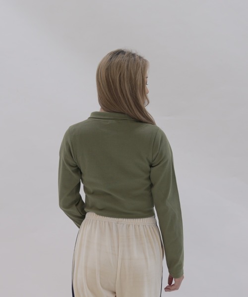 STARTER BLACK LABEL(スターターブラックレーベル)の「≪2サイズ展開/レディース≫STARTER BLACK LABEL テレコフルジップ ショート丈 スタンドネック ショートセーター(パーカー・レディース・ブラック/カーキ・MEDIUM/LARGE)」の17枚目の写真