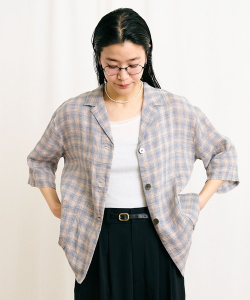 fig Ｌondon（フィグロンドン）の「OMBRE CHECK shirt（シャツ/ブラウス・レディース・ベージュ・FREE）」の2枚目の写真